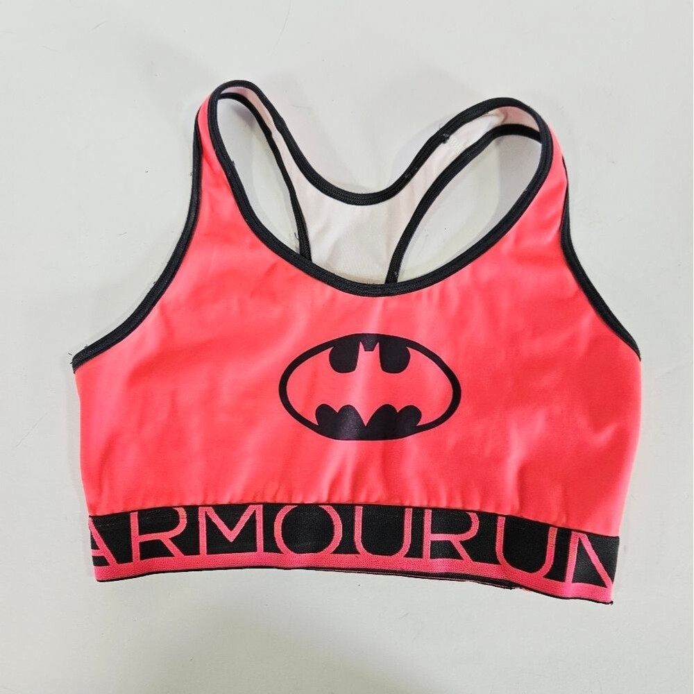 Under Armour x DC Comics Alter Ego HeatGear Batman Batgirl Sports Bra in Pink S